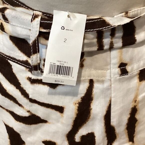 NWT White brown zebra 100% linen BANANA REPUBLIC A-line skirt 2 - Picture 10 of 12